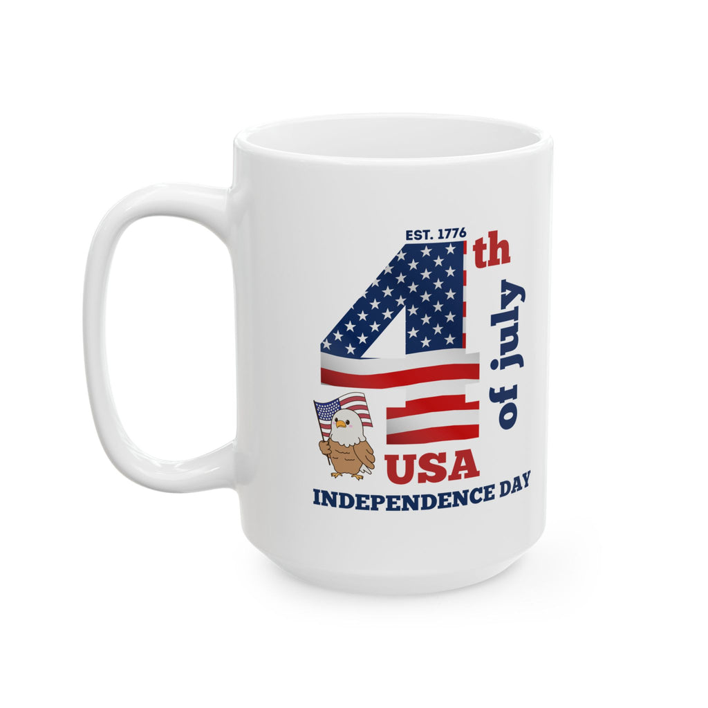 Independence Day Ceramic Mug — USA Flag & Eagle 4th of July Coffee Cup (11oz/15oz)