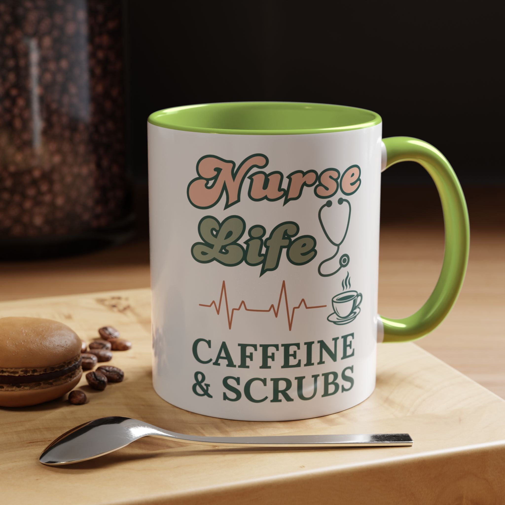 Nurse Life Coffee Mug — "Caffeine & Scrubs" Accent Ceramic Mug