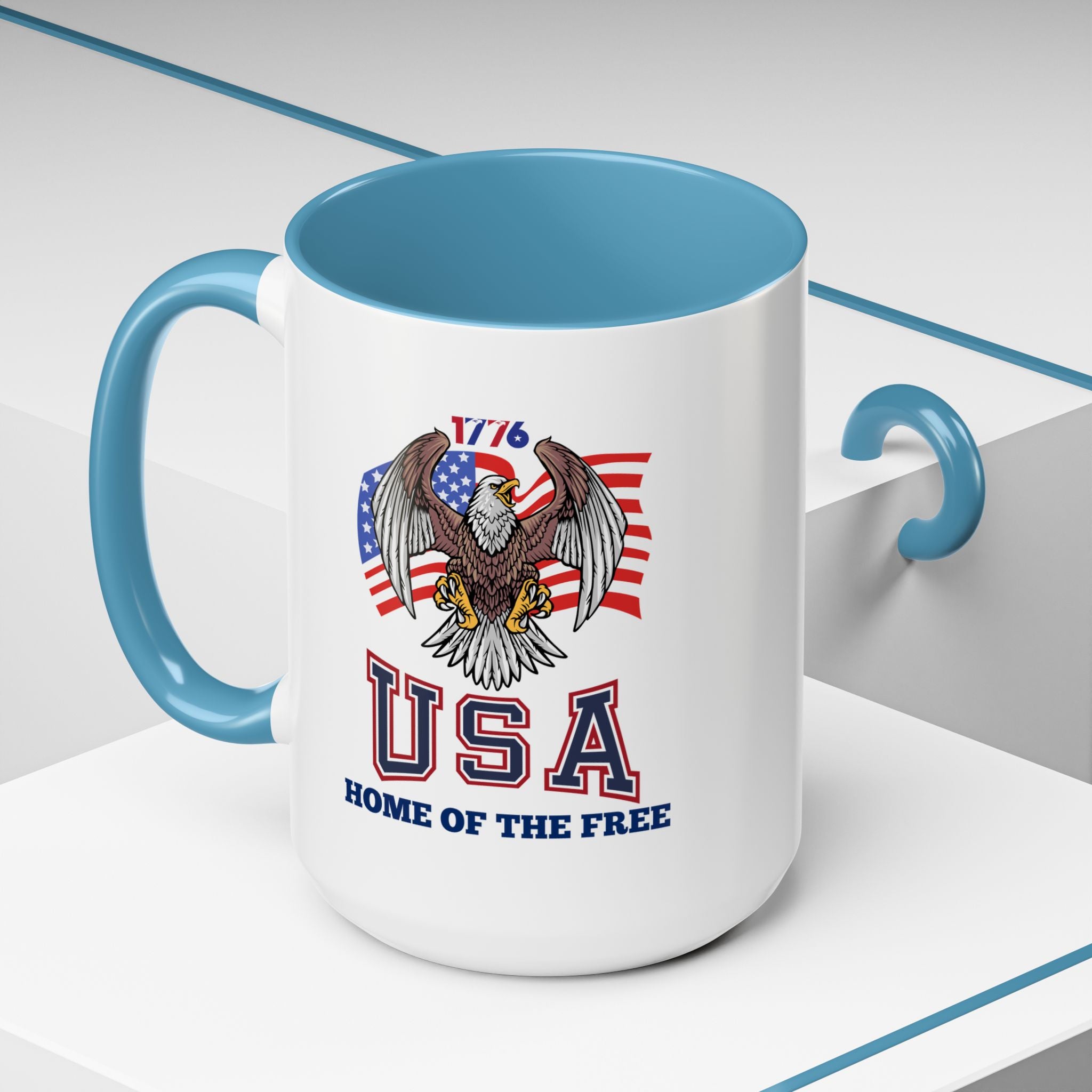 USA Eagle Coffee Mug — 'Home of the Free' Patriotic Accent Mug (11/15 oz)