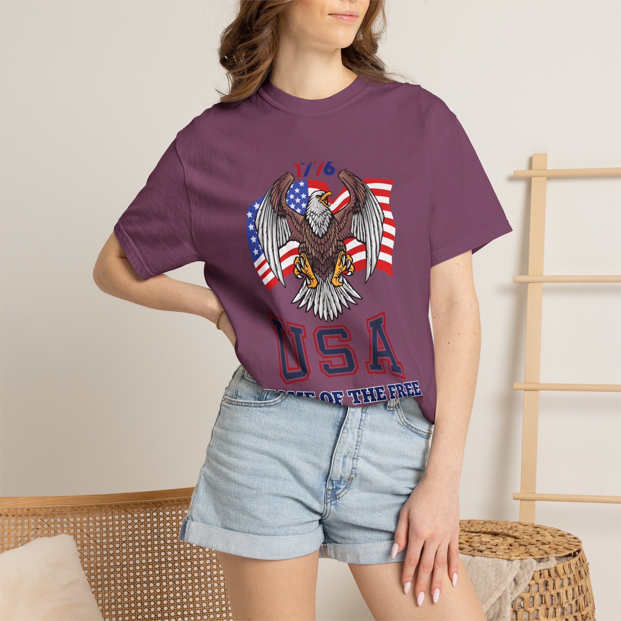 USA Home of the Free T-Shirt | Patriotic Eagle American Flag Independence Day Graphic Tee