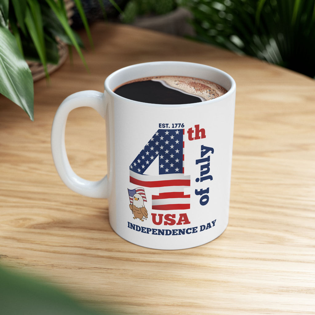 Independence Day Ceramic Mug — USA Flag & Eagle 4th of July Coffee Cup (11oz/15oz)