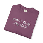 Certified Crazy Dog Lady Embroidered T-Shirt | Funny Dog Mom Tee