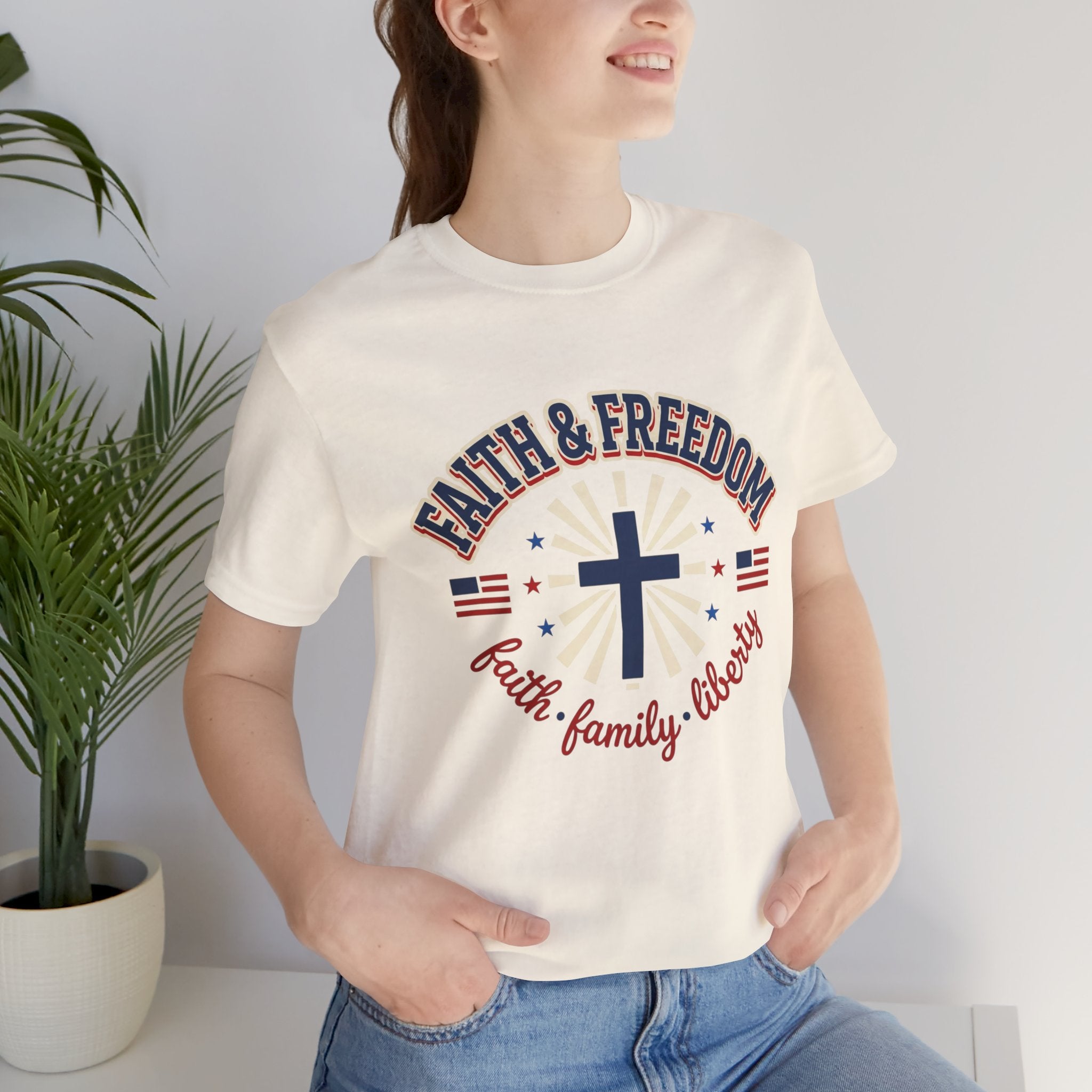 Faith & Freedom Cross Tee | Patriotic, Faith-Based July 4th Vintage Americana