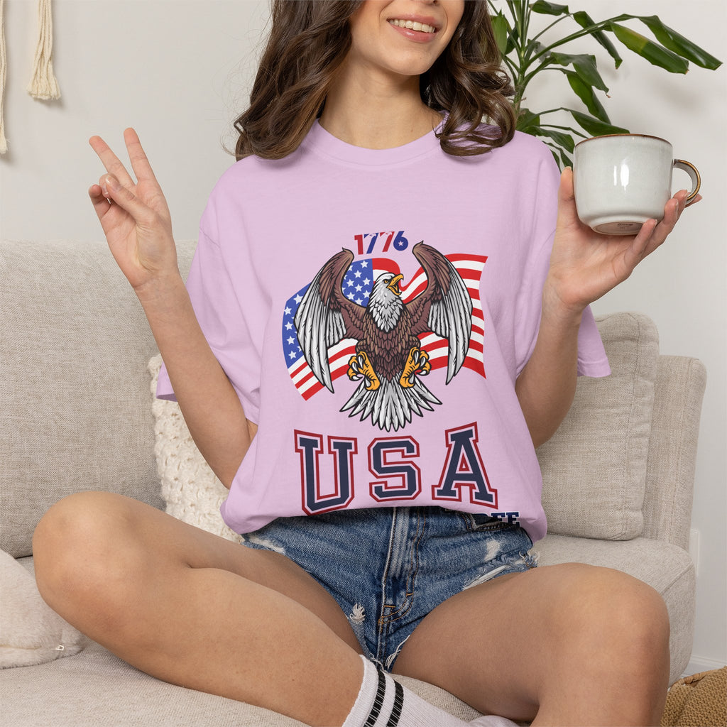 USA Home of the Free T-Shirt | Patriotic Eagle American Flag Independence Day Graphic Tee