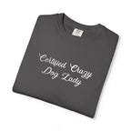 Certified Crazy Dog Lady Embroidered T-Shirt | Funny Dog Mom Tee
