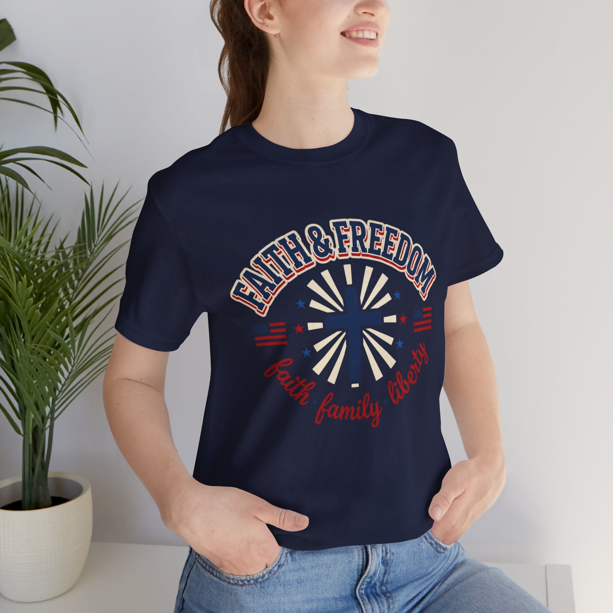Faith & Freedom Cross Tee | Patriotic, Faith-Based July 4th Vintage Americana