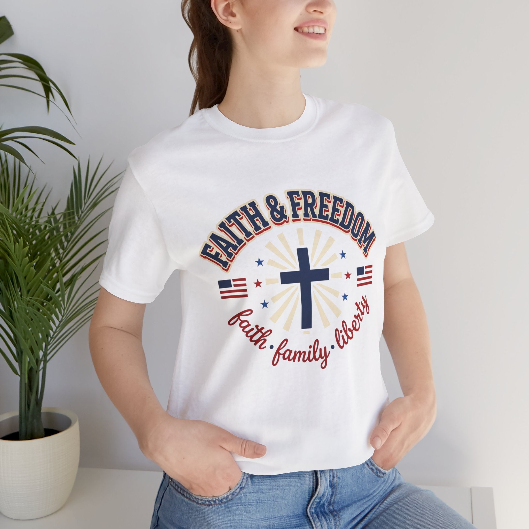 Faith & Freedom Cross Tee | Patriotic, Faith-Based July 4th Vintage Americana