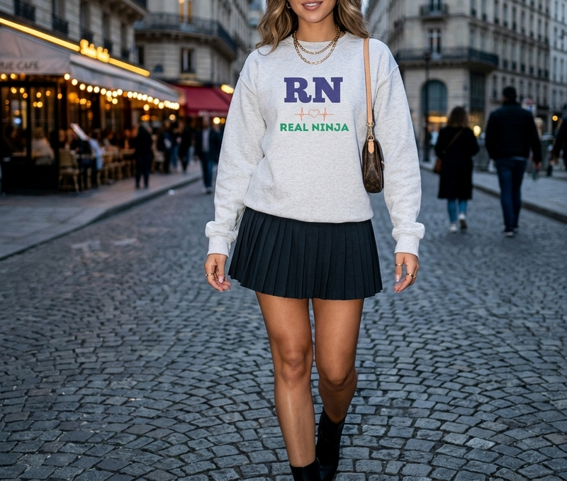 RN Real Ninja Sweatshirt - Nurse RN Graphic Crewneck