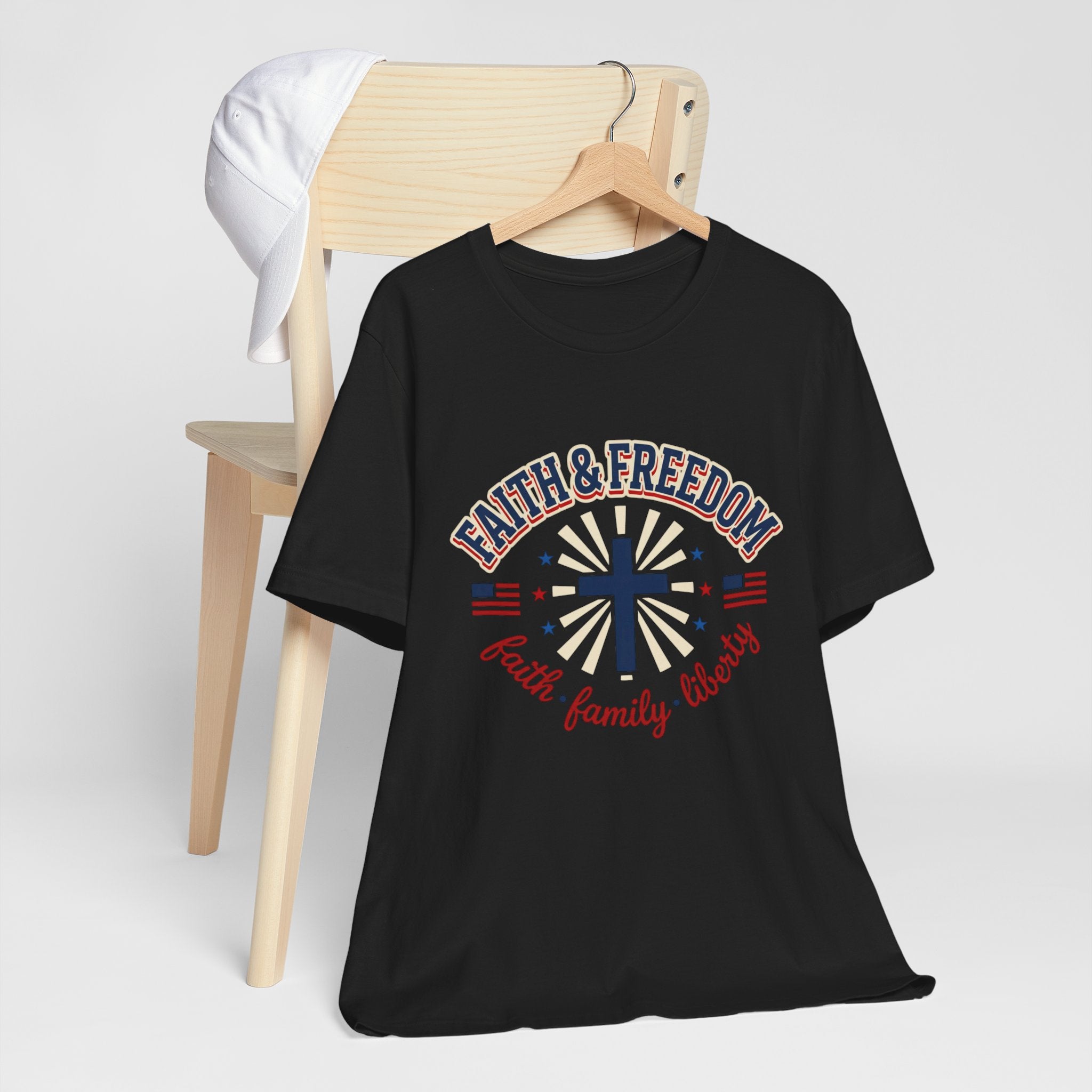 Faith & Freedom Cross Tee | Patriotic, Faith-Based July 4th Vintage Americana