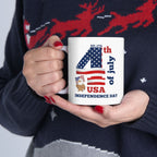 Independence Day Ceramic Mug — USA Flag & Eagle 4th of July Coffee Cup (11oz/15oz)