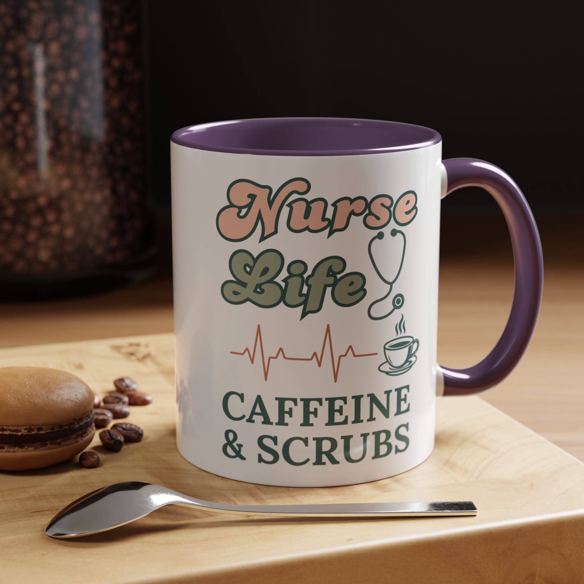 Nurse Life Coffee Mug — "Caffeine & Scrubs" Accent Ceramic Mug