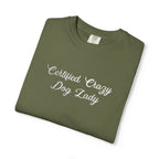 Certified Crazy Dog Lady Embroidered T-Shirt | Funny Dog Mom Tee