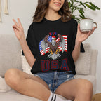 USA Home of the Free T-Shirt | Patriotic Eagle American Flag Independence Day Graphic Tee