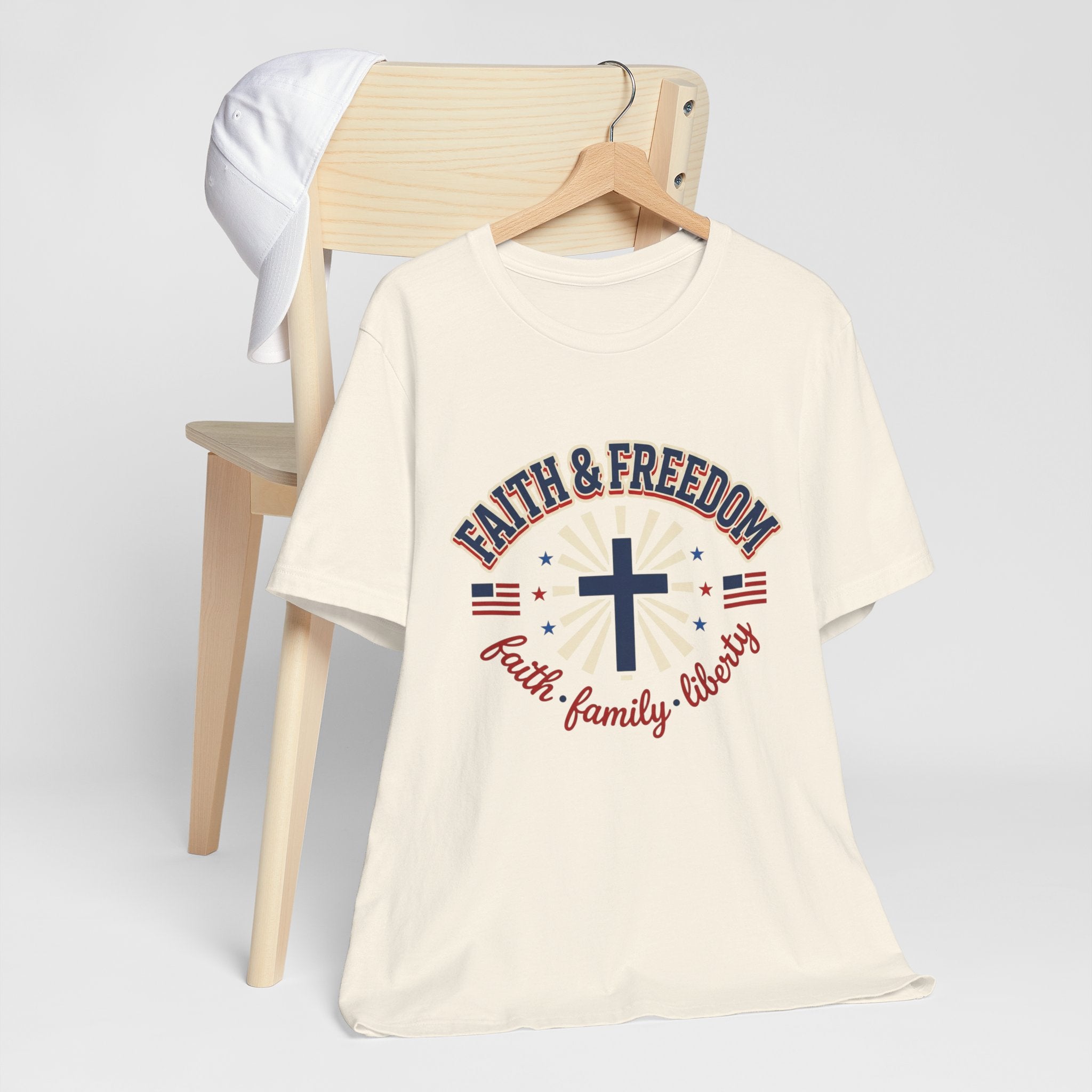 Faith & Freedom Cross Tee | Patriotic, Faith-Based July 4th Vintage Americana