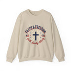 Faith & Freedom cross sweatshirt | Patriotic, faith-based July 4th vintage Americana