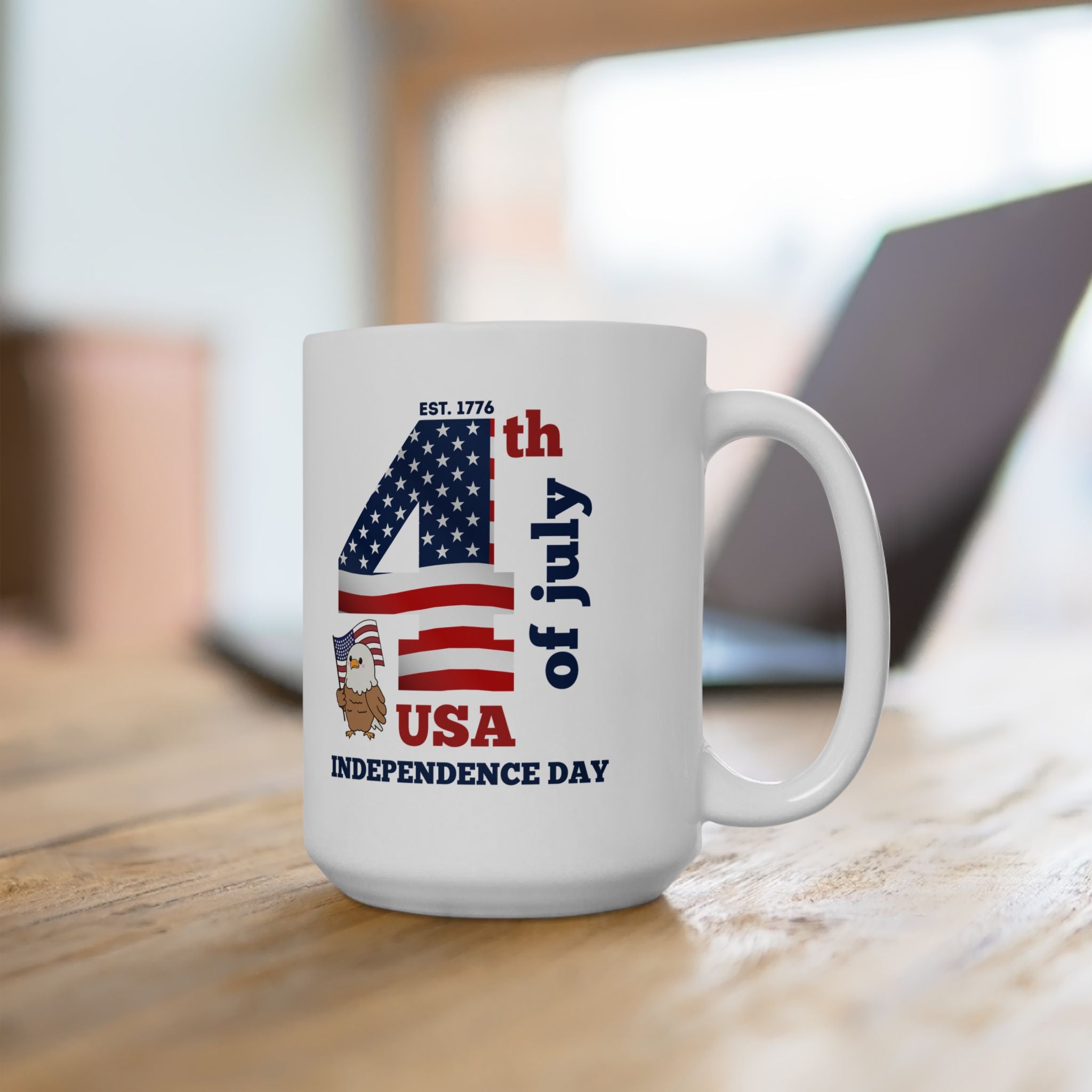 Independence Day Ceramic Mug — USA Flag & Eagle 4th of July Coffee Cup (11oz/15oz)