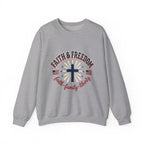 Faith & Freedom cross sweatshirt | Patriotic, faith-based July 4th vintage Americana