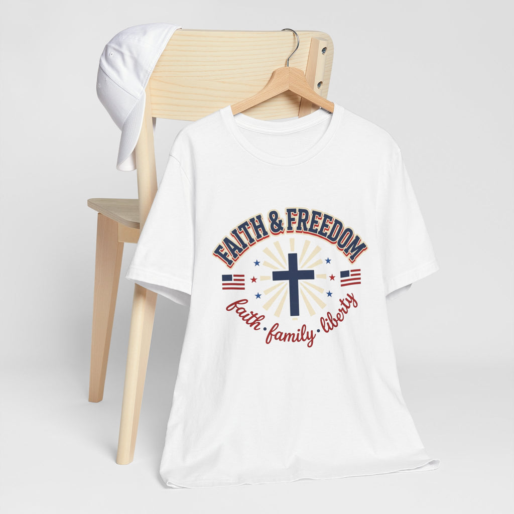 Faith & Freedom Cross Tee | Patriotic, Faith-Based July 4th Vintage Americana