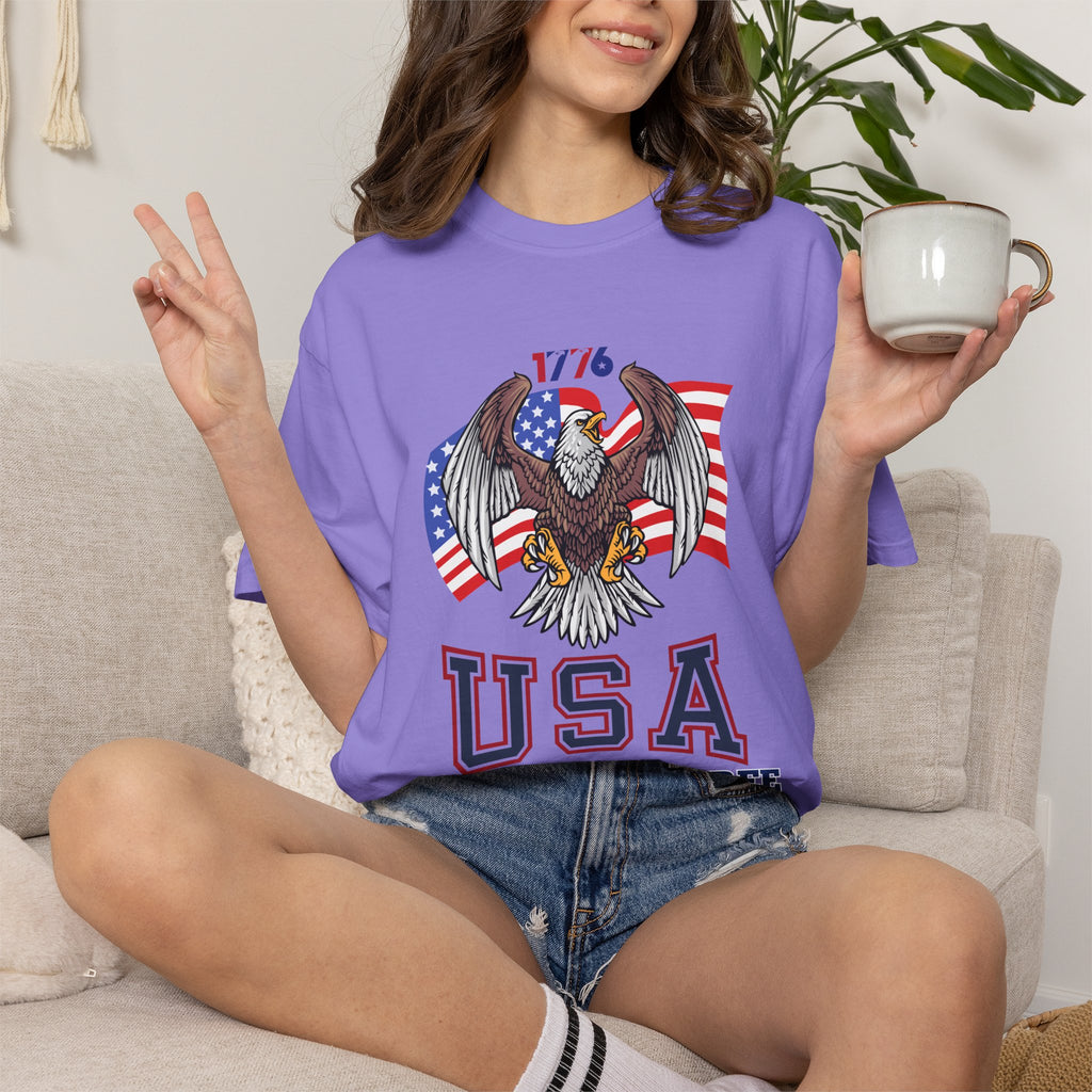 USA Home of the Free T-Shirt | Patriotic Eagle American Flag Independence Day Graphic Tee