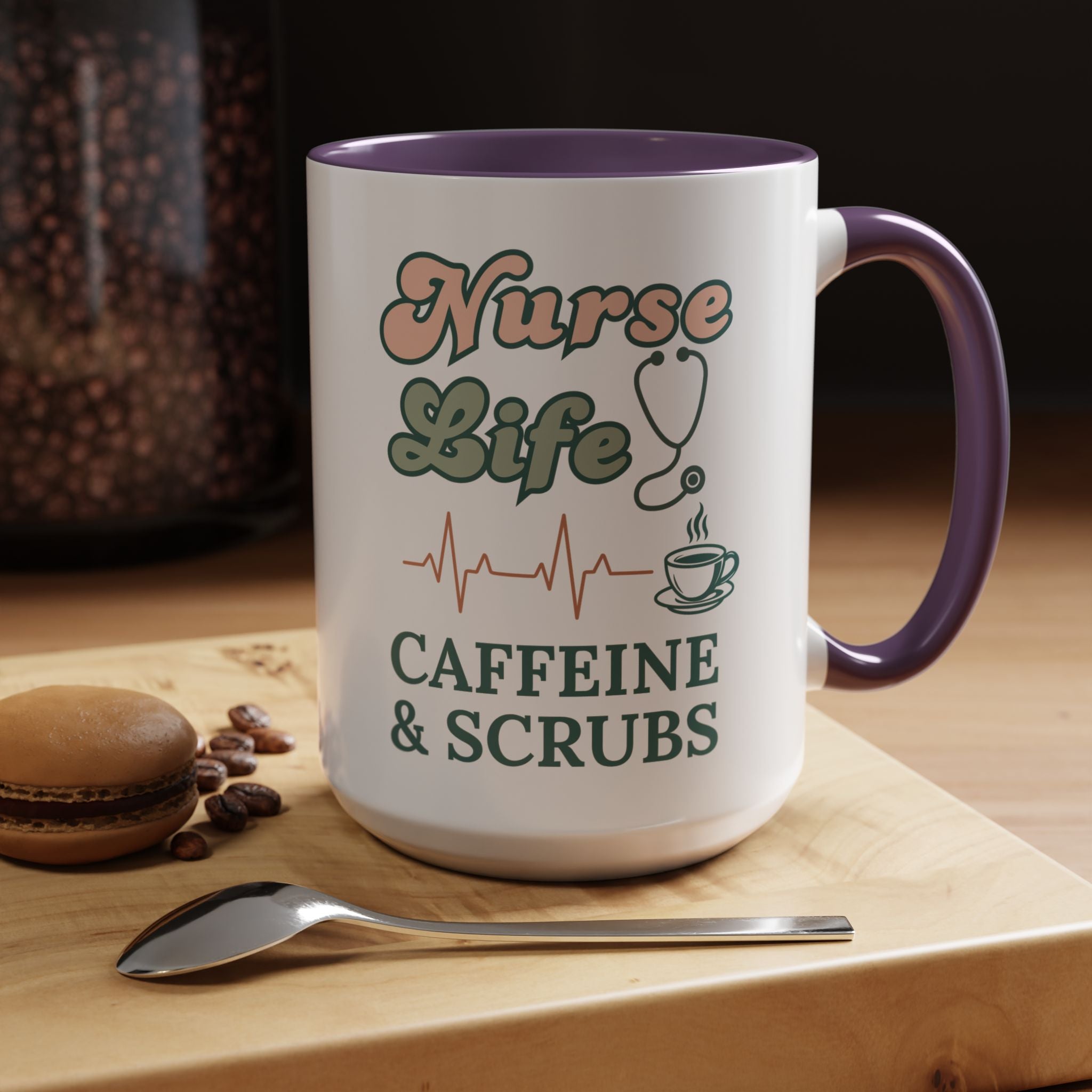 Nurse Life Coffee Mug — "Caffeine & Scrubs" Accent Ceramic Mug