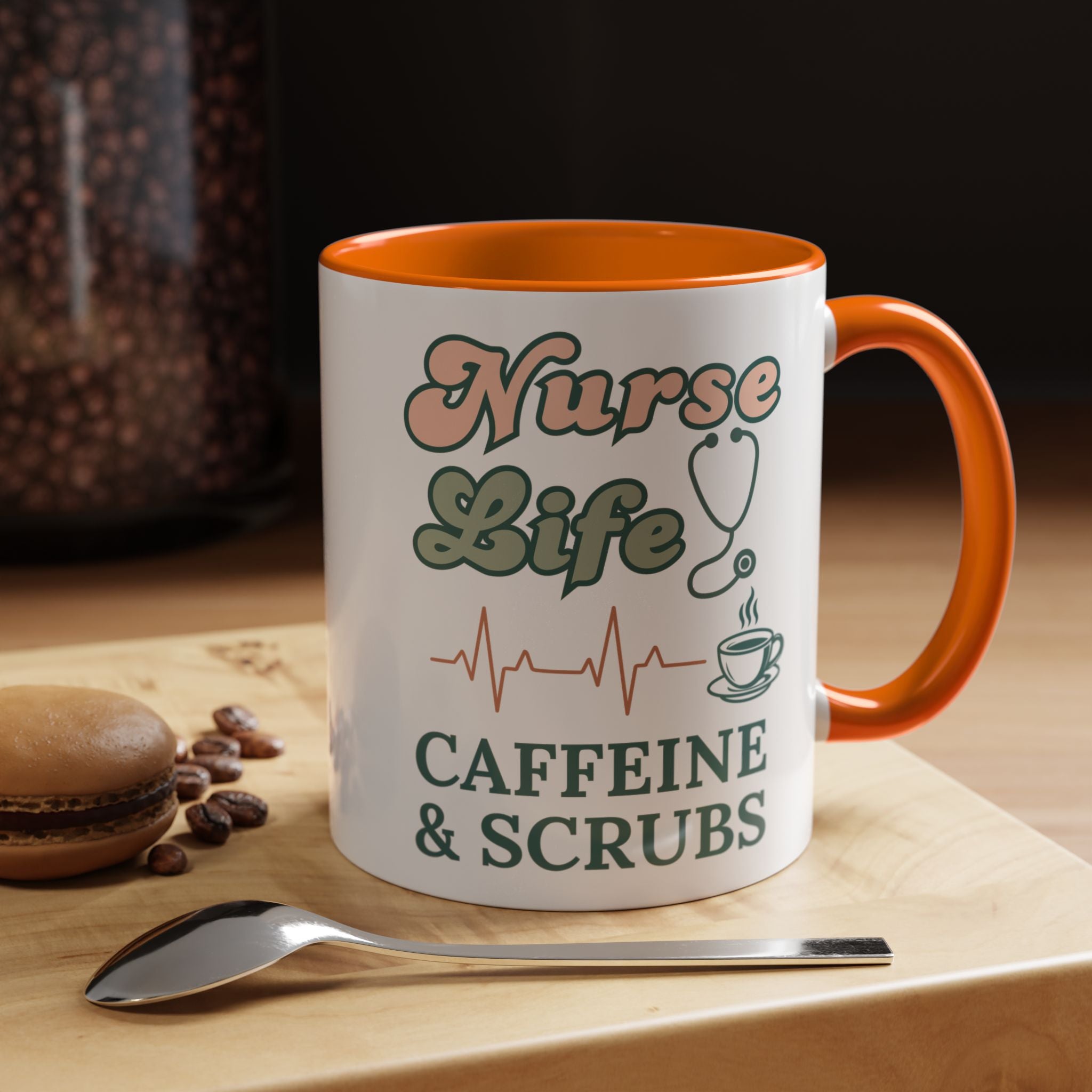 Nurse Life Coffee Mug — "Caffeine & Scrubs" Accent Ceramic Mug
