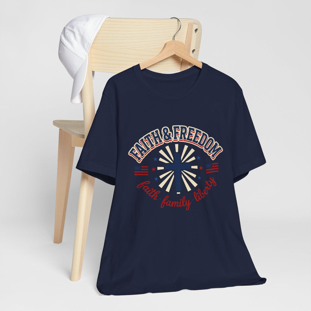 Faith & Freedom Cross Tee | Patriotic, Faith-Based July 4th Vintage Americana
