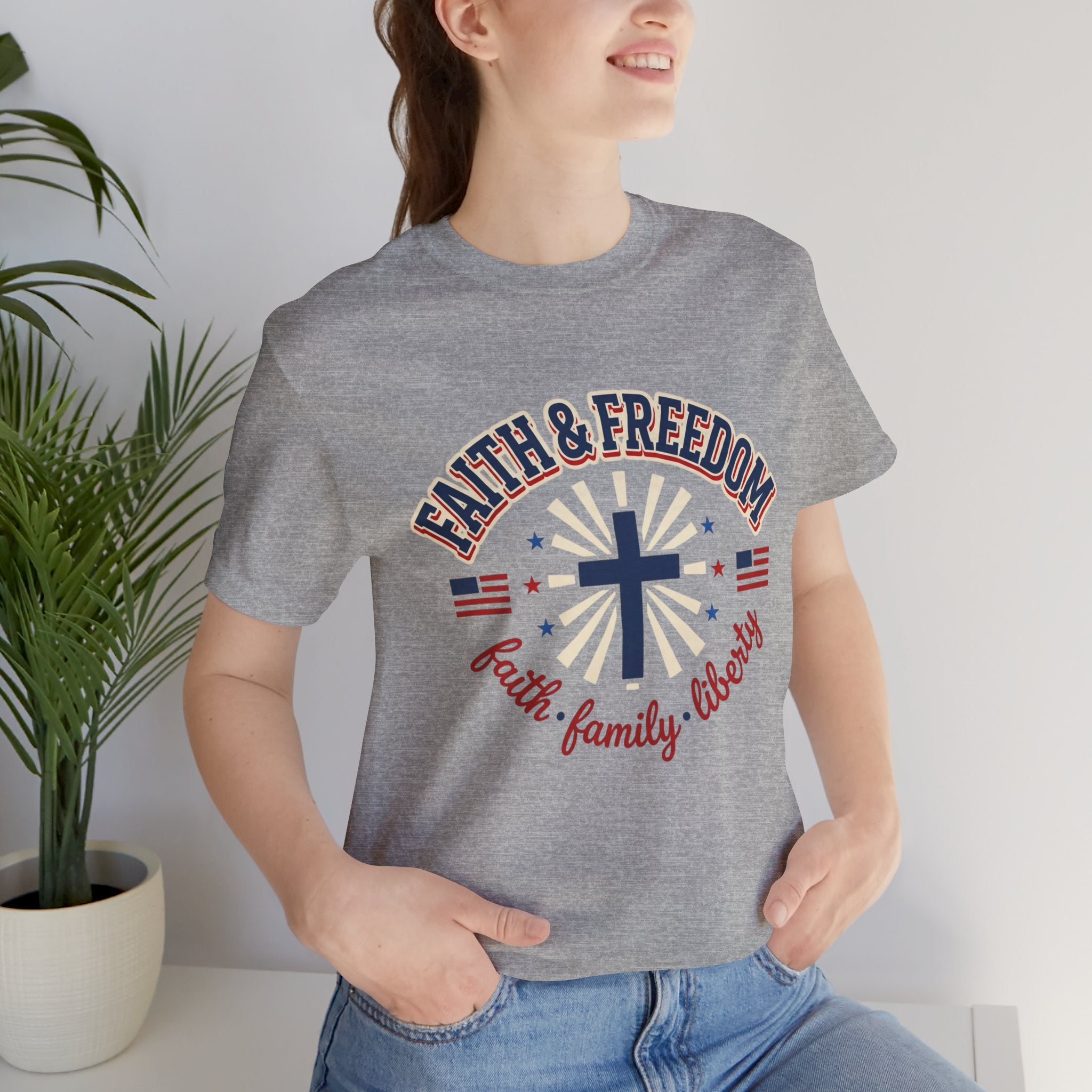 Faith & Freedom Cross Tee | Patriotic, Faith-Based July 4th Vintage Americana
