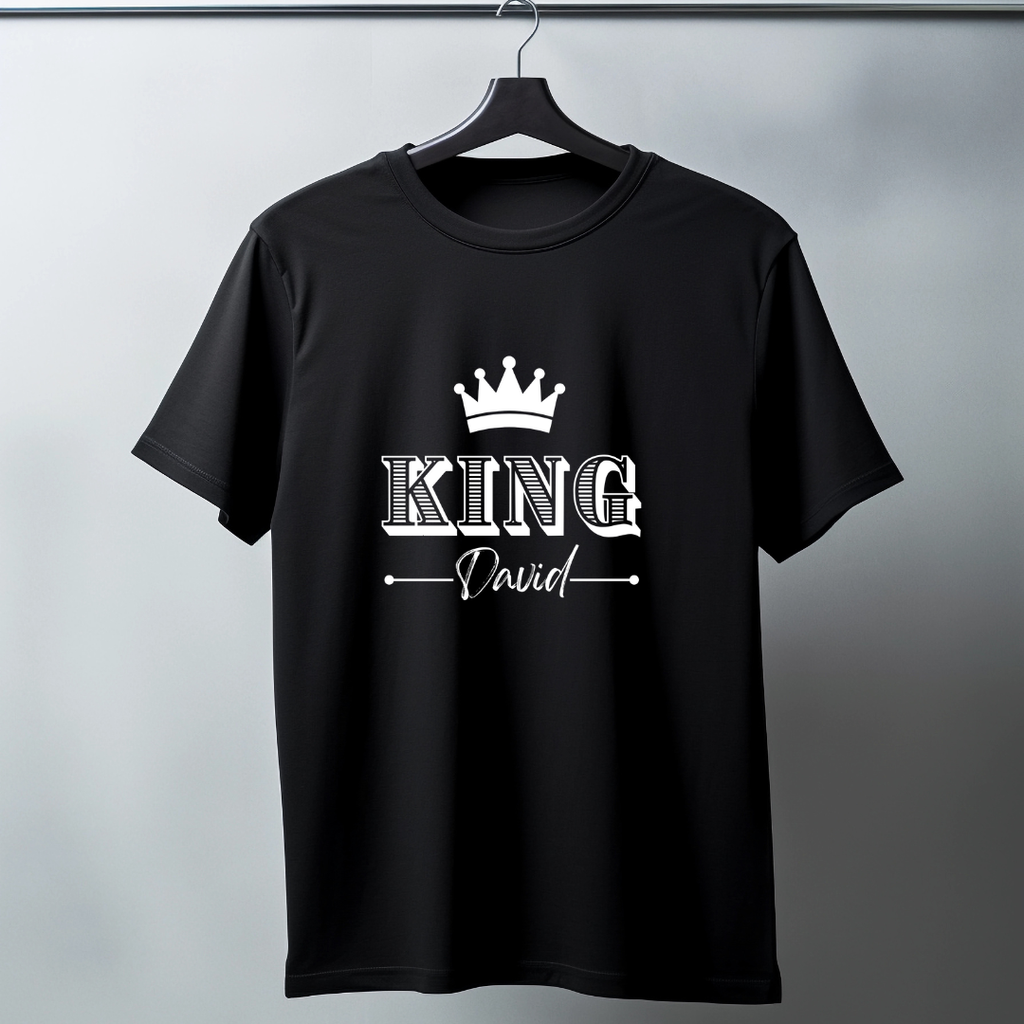 Customize King &amp; Queen Matching T-Shirt Design | Canva Editable Template