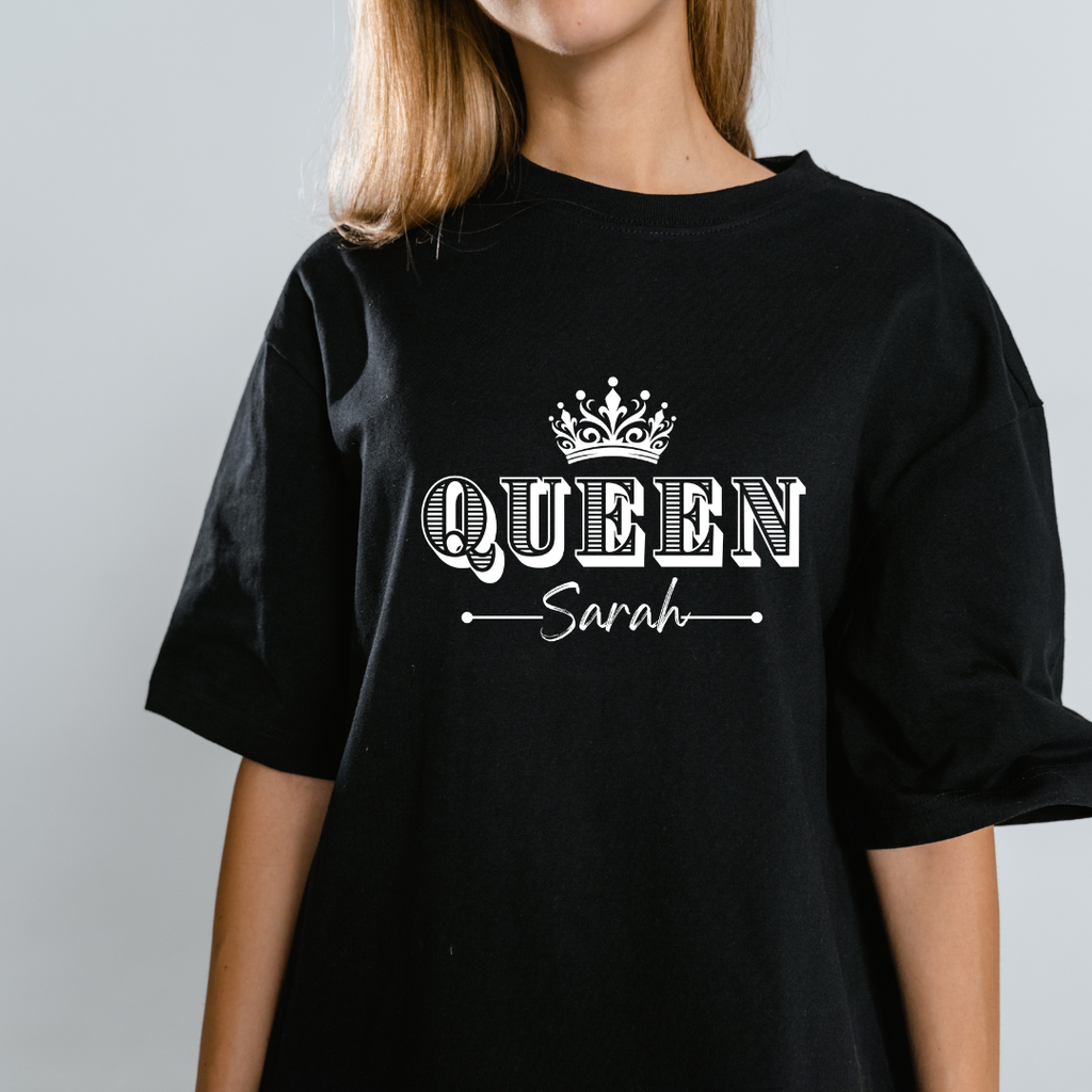 Customize King &amp; Queen Matching T-Shirt Design | Canva Editable Template