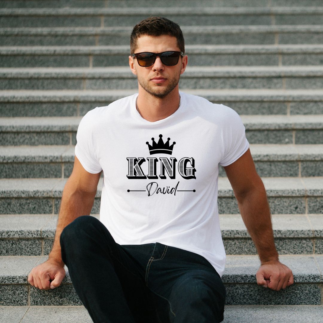 Customize King &amp; Queen Matching T-Shirt Design | Canva Editable Template