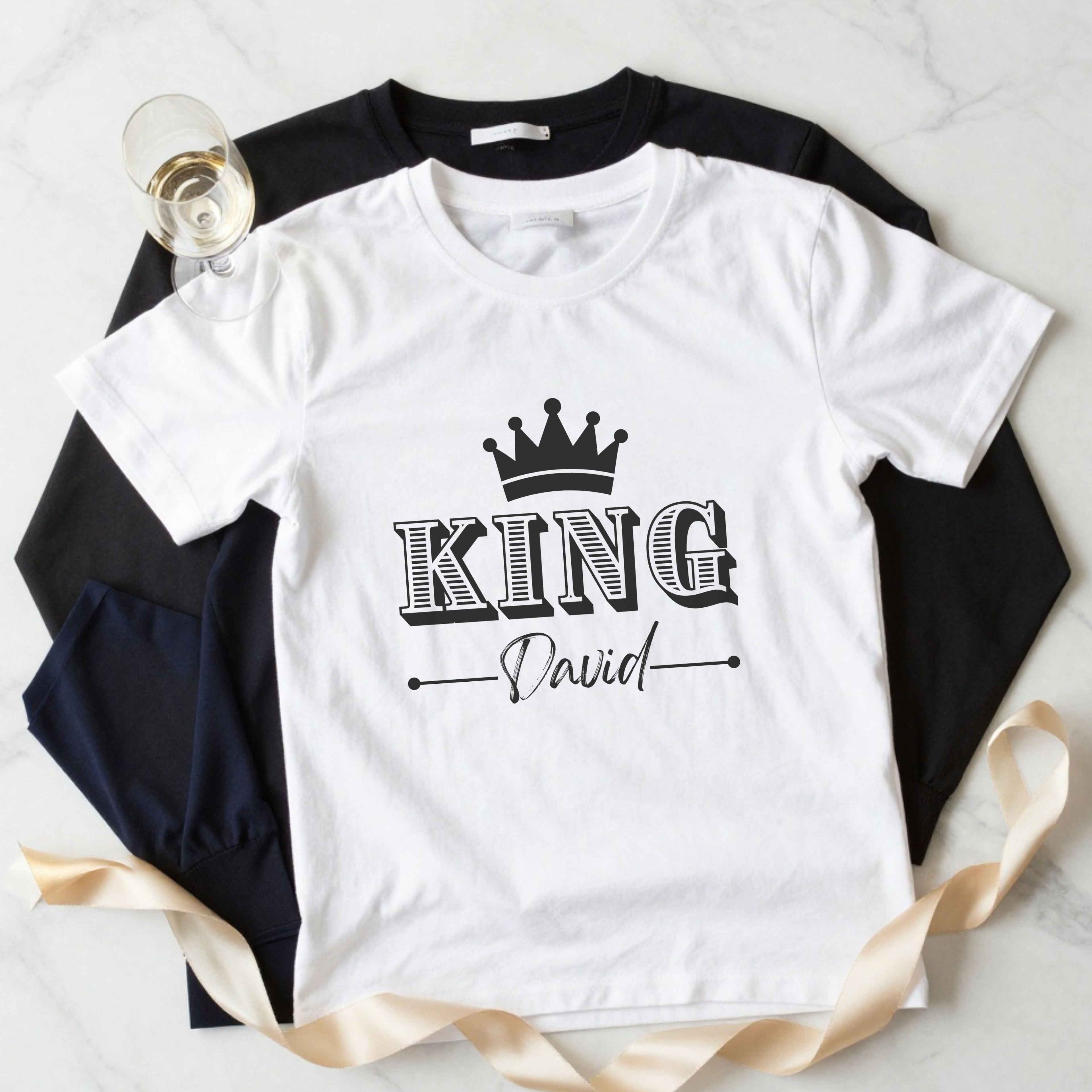 Customize King &amp; Queen Matching T-Shirt Design | Canva Editable Template