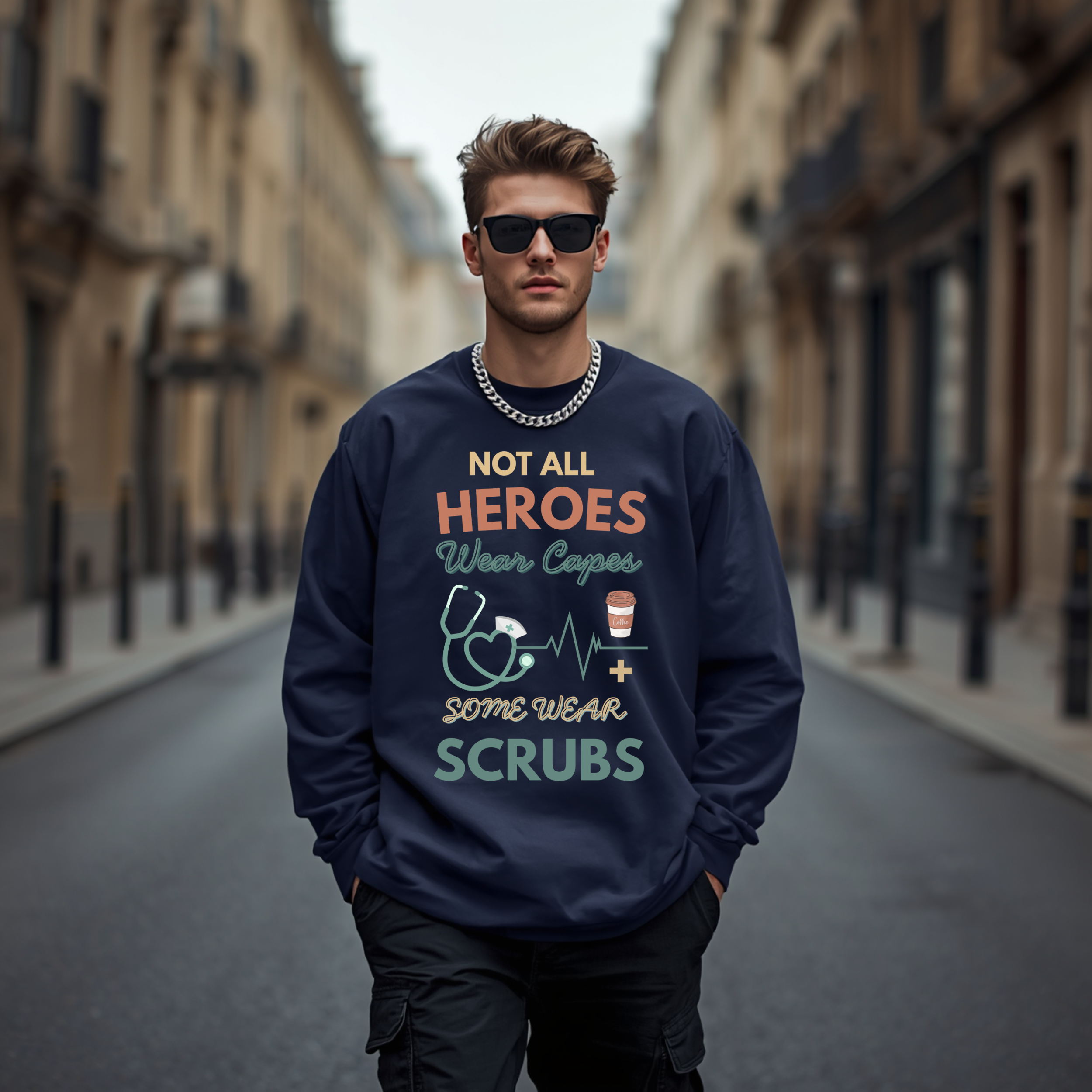 Nurse Heroes Tee – "Not All Heroes Wear Capes, Some Wear Scrubs" Medical T-Shirt