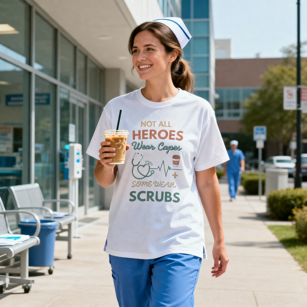 Nurse Heroes Tee – "Not All Heroes Wear Capes, Some Wear Scrubs" Medical T-Shirt